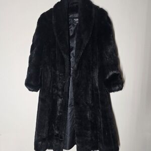 Black Faux Fur Trench Coat Vintage